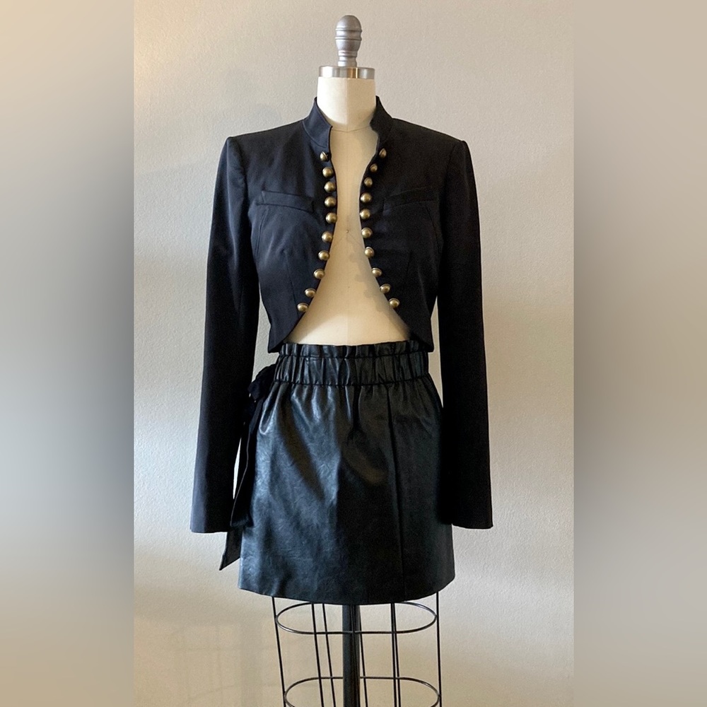 Size 8 Medium, Black, Military Crop Jacket by Bebe.